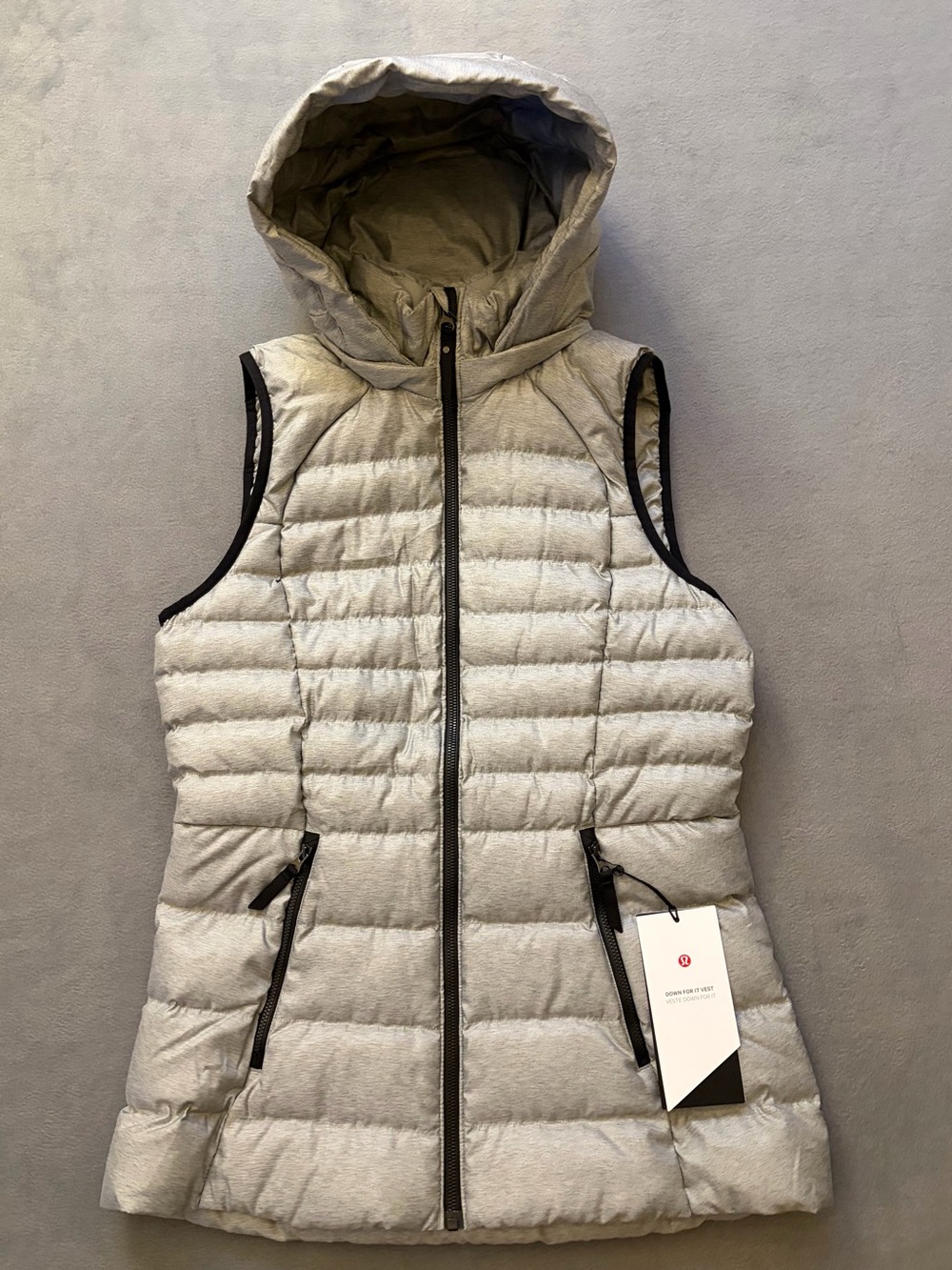 Lululemon Down For It Vest Gray Goose Down Hooded Puffer Vest - Women's